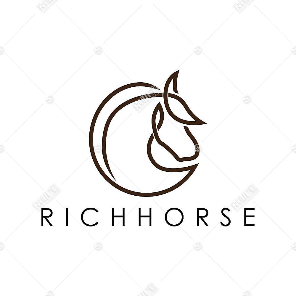 线条马头形象创意logo设计图片