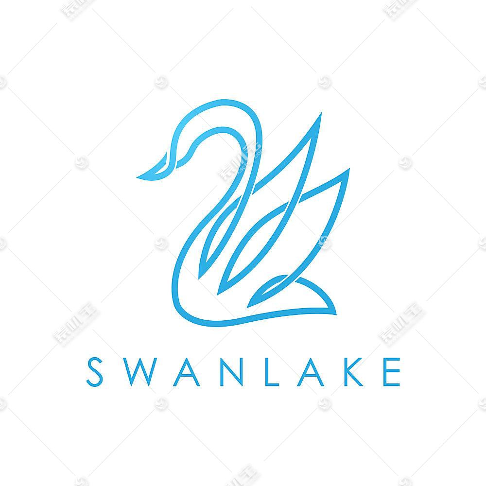 蓝色天鹅形象创意logo设计图片