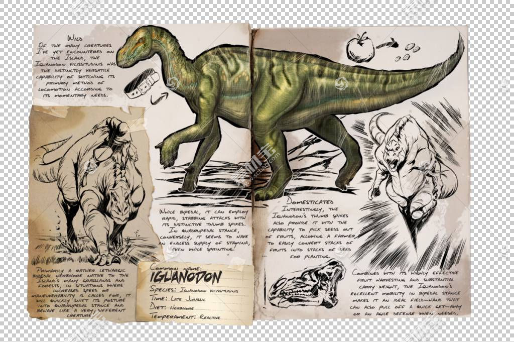 Iguanodon Ark 生存进化的parasaurolophus恐龙ichthyornis 生物p免抠素材下载 图片id 其它元素 Png素材 素材宝scbao Com