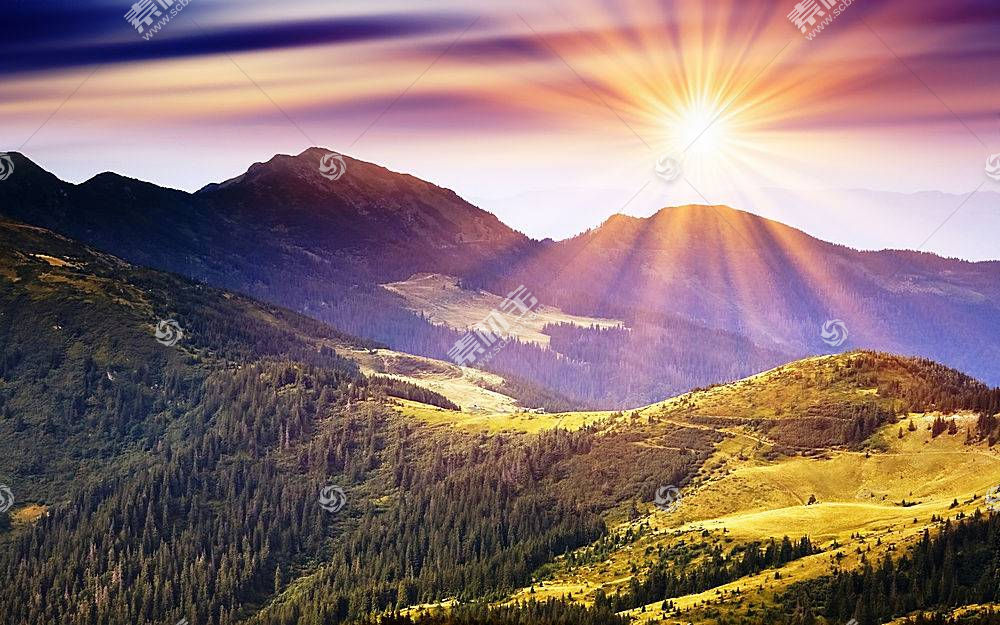 日出,风景,山,风景优美的,森林,天空,云,太阳,壁纸,,风景壁纸,高清