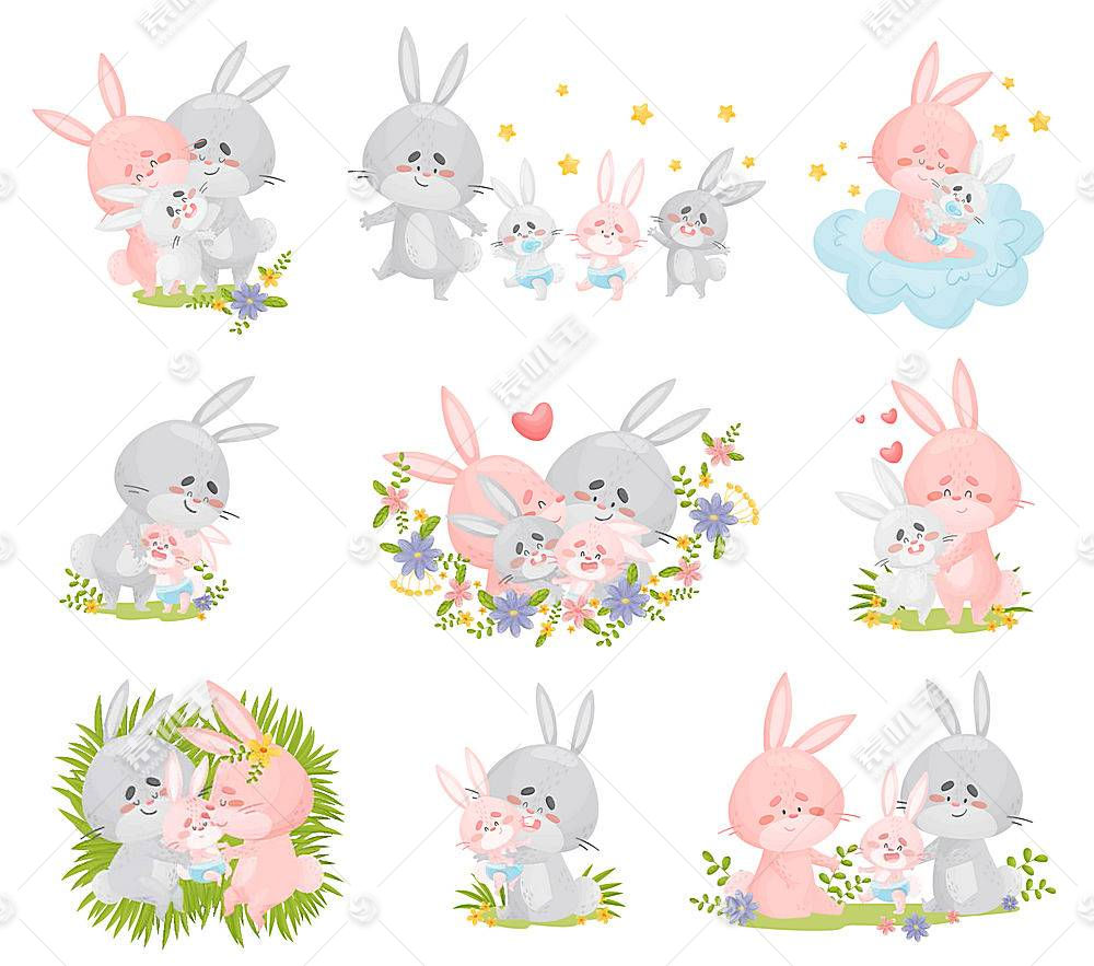 彩色卡通兔子设计图片