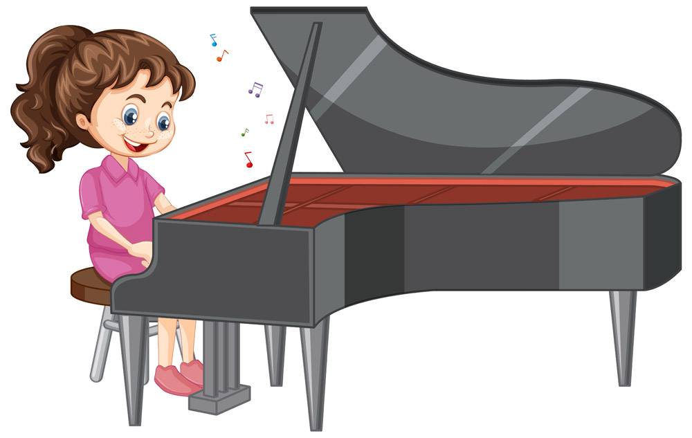 弹钢琴的女孩卡通人物13832632图片