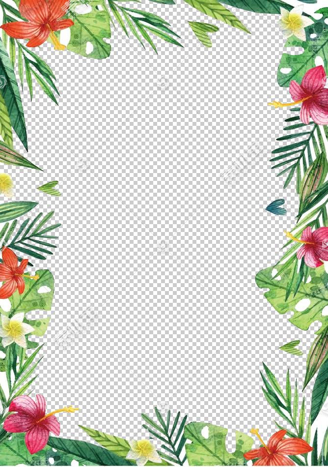 夏威夷花 夏威夷花卉和植物 绿色和粉红色的花卉边框png剪贴画边免抠素材下载 图片id 免抠花卉 Png素材 素材宝