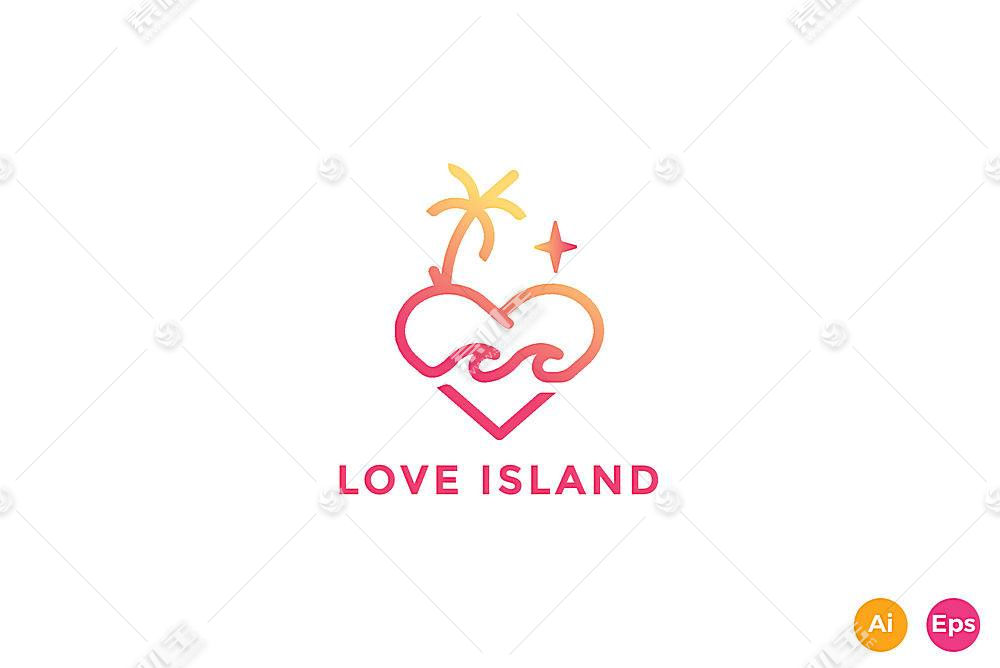 爱心岛屿形象创意LOGO设计