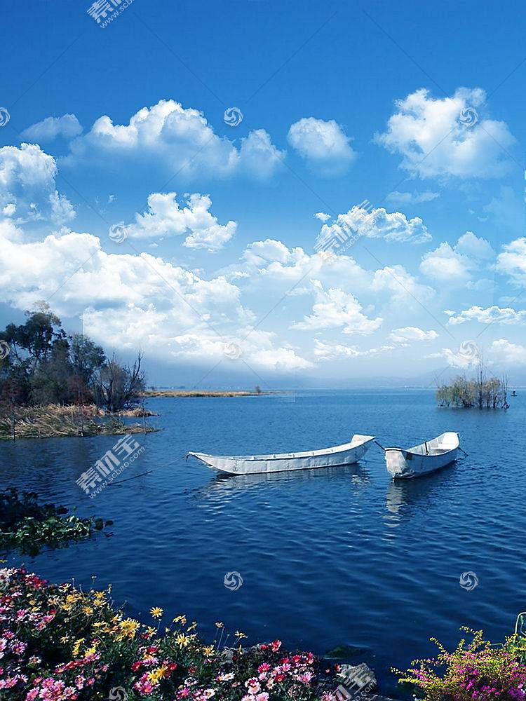 湖面上的白船风景背景模板下载 图片id 自然景观 Psd分层素材 Psd素材 素材宝scbao Com