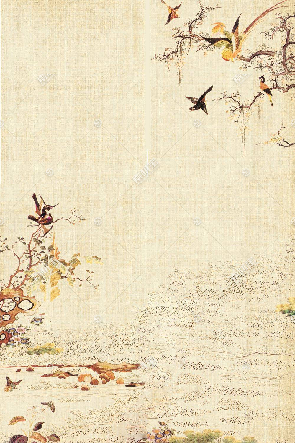 复古中国风工笔画背景素材模板下载 图片id 书画文字 文化艺术 Psd素材 素材宝scbao Com