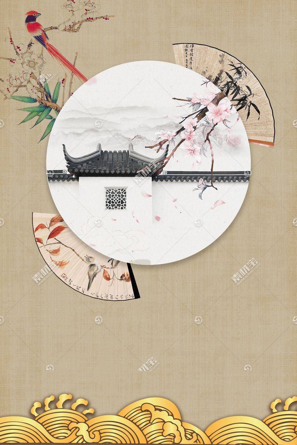 复古中国风工笔画背景素材模板下载 图片id 书画文字 文化艺术 Psd素材 淘图网taopic Com