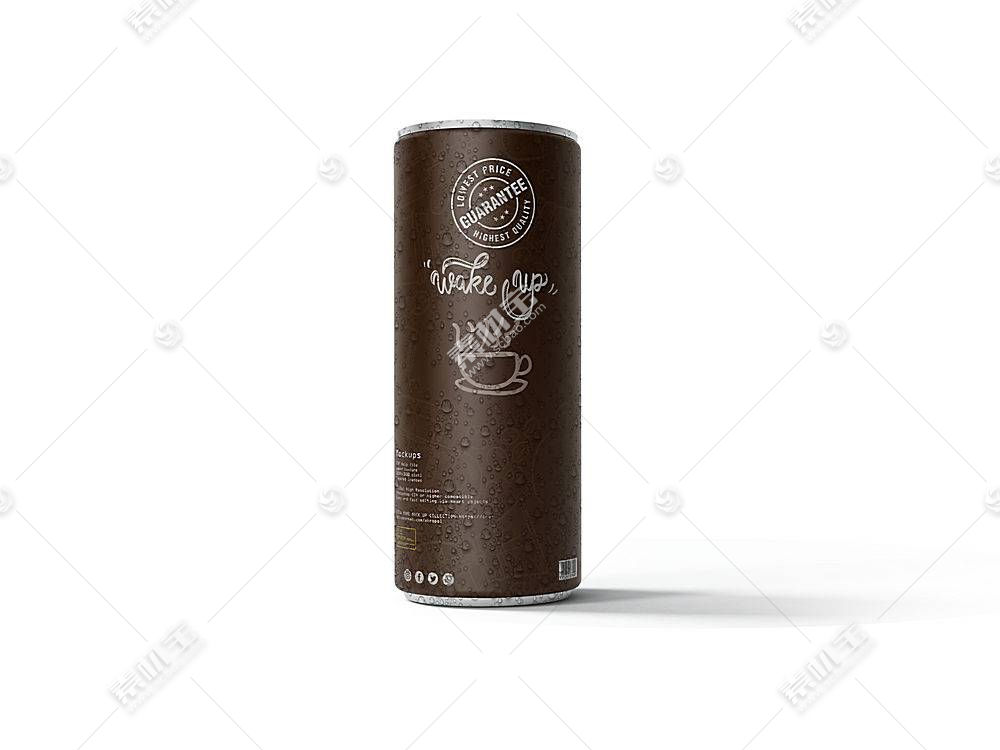 竖形圆柱铁质易拉罐饮料包装LOGO展示样机