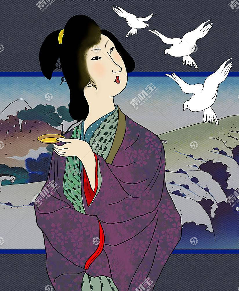 日本女性插画欣赏模板下载 图片id 书画文字 文化艺术 Psd素材 淘图网taopic Com