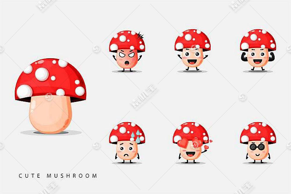 可爱的卡通蘑菇插画设计