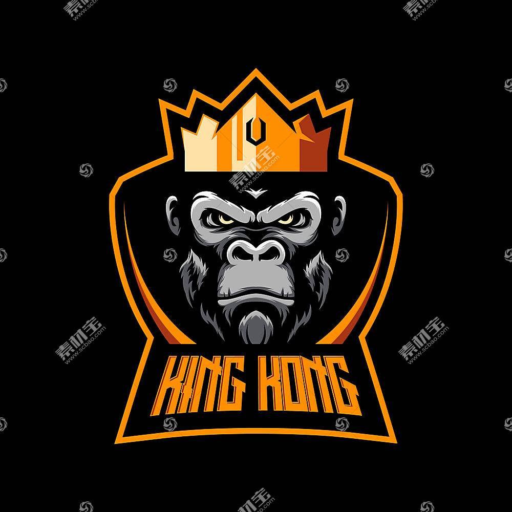 皇冠猩猩王金刚形象主题LOGO图标徽章设计