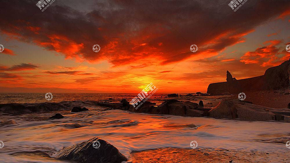日落 海滩 海洋 海 岩石 橙色的 地平线 壁纸 图片素材 图片id 风景壁纸 高清壁纸 淘图网taopic Com