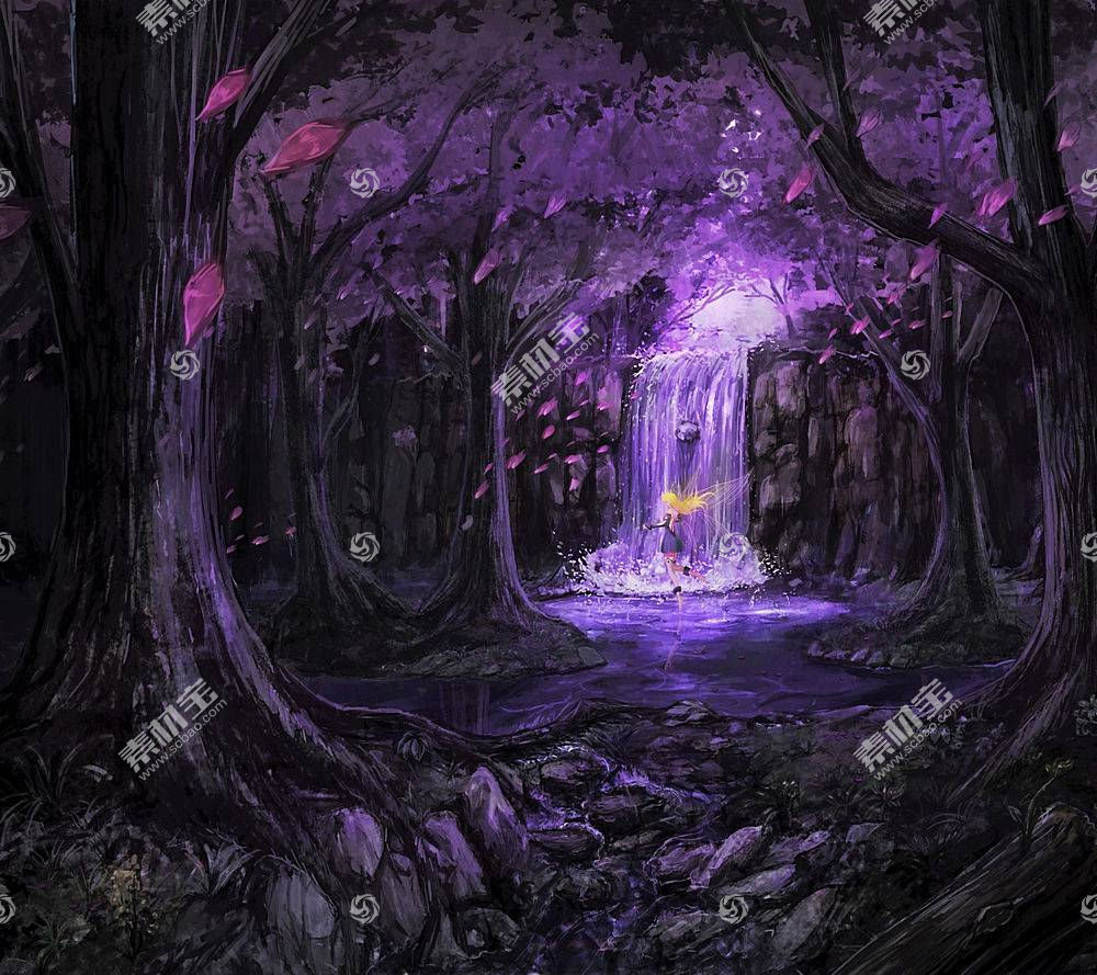 幻想 仙女 森林 瀑布 紫色 壁纸 图片素材 图片id 其它壁纸 高清壁纸 淘图网taopic Com