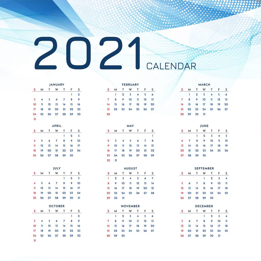 时尚的2021年新年日历现代模板图片