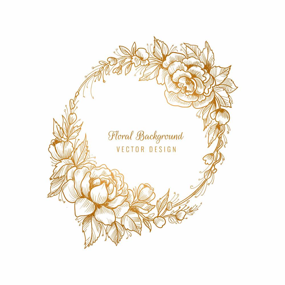 漂亮的婚礼圆形金色花框背景 下载地址列表 淘图网