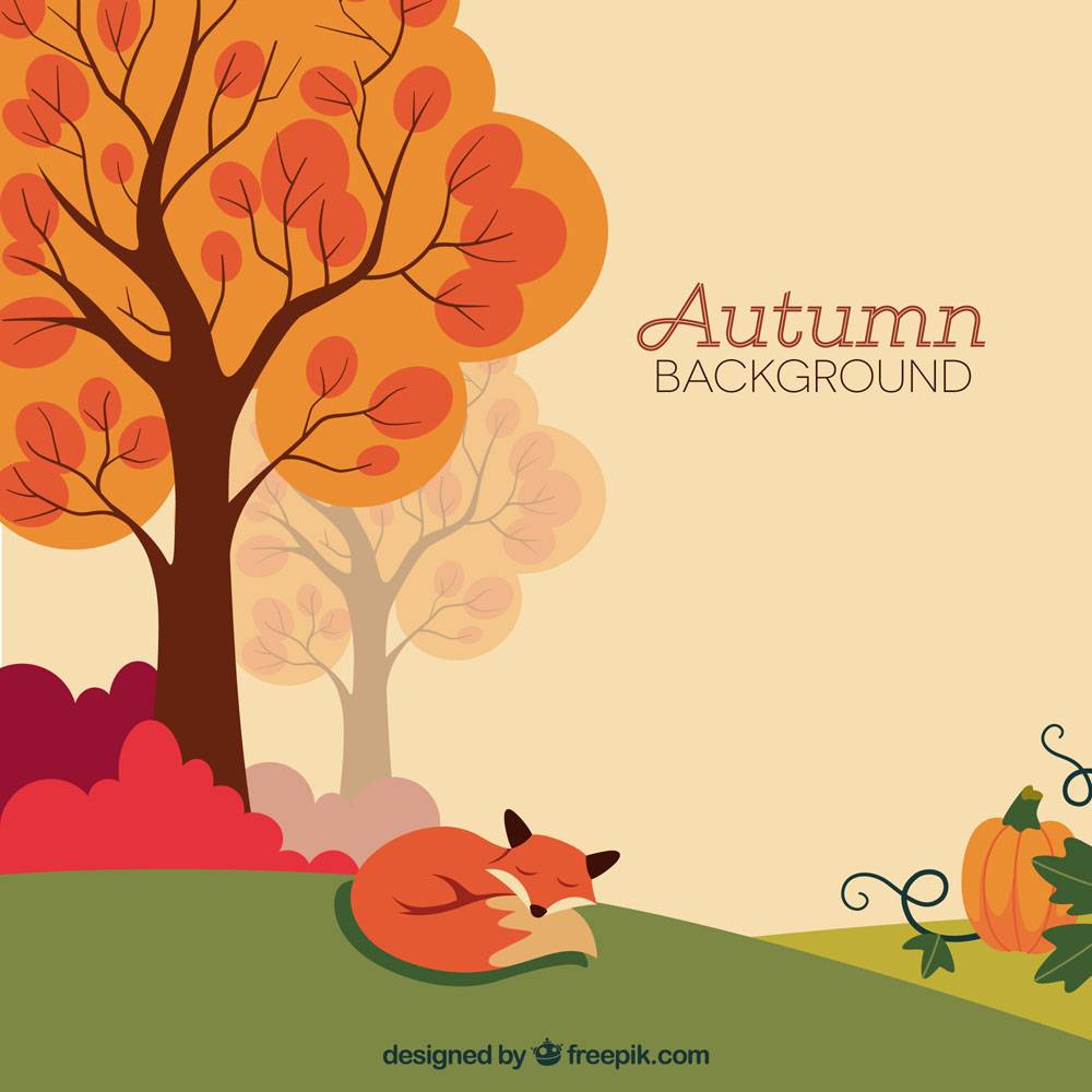 与平的设计的可爱的秋天背景_2649011