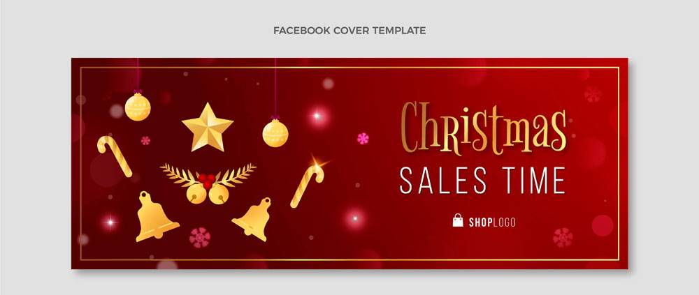 梯度圣诞社交媒体封面模板免费向量_19921257