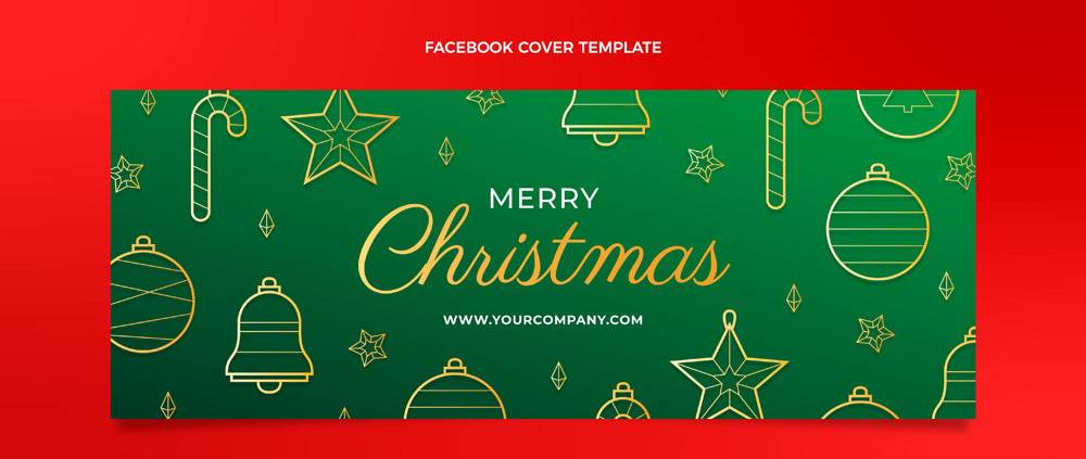 梯度圣诞社交媒体封面模板免费向量_19916871
