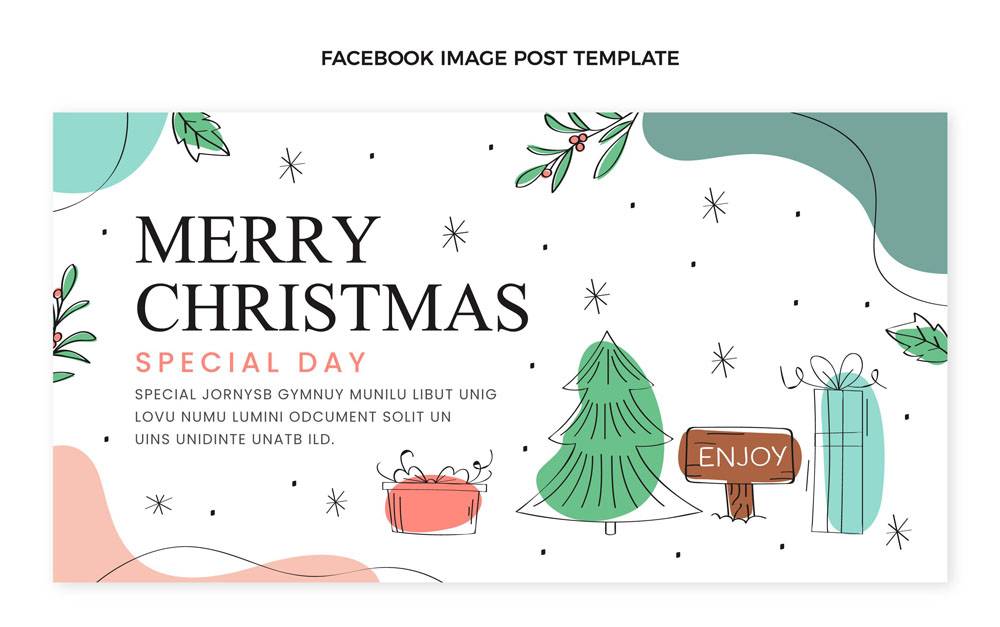 手绘平面圣诞社交媒体帖子模板免费向量_19916018