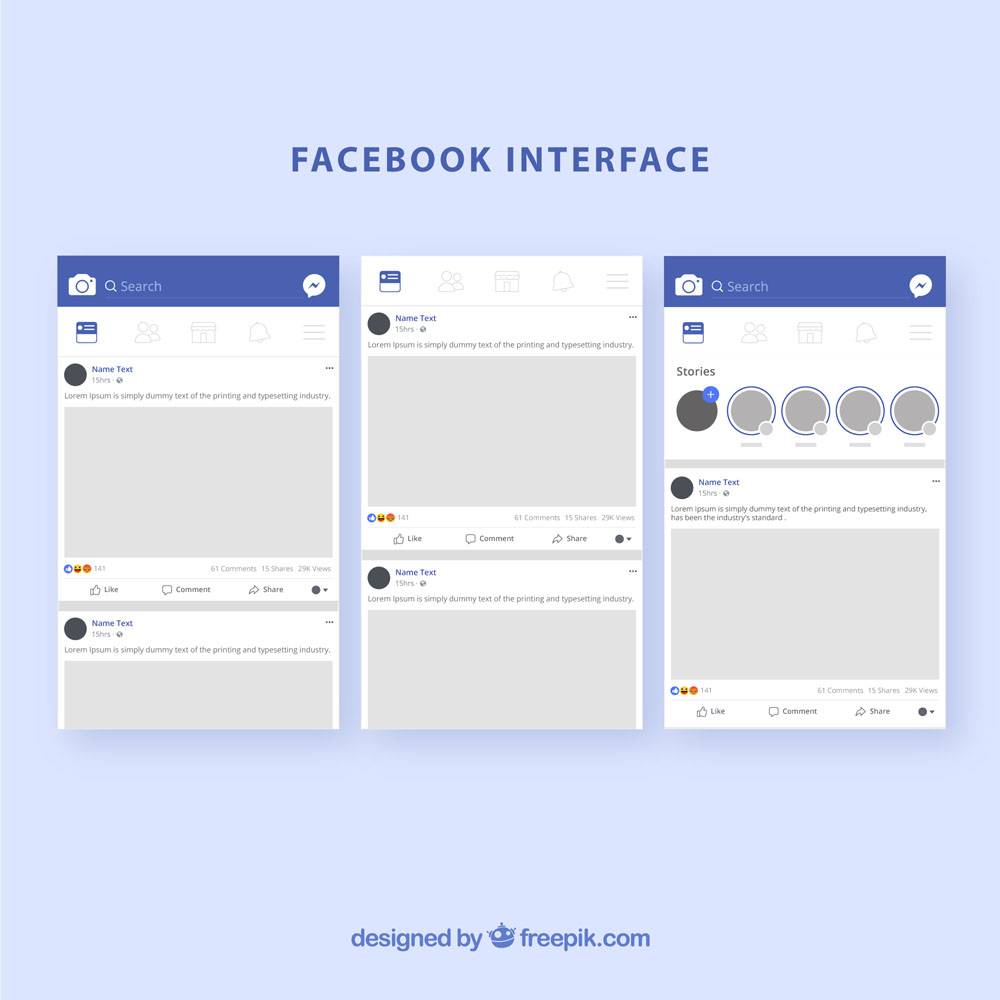 采用极简设计的Facebook应用程序界面