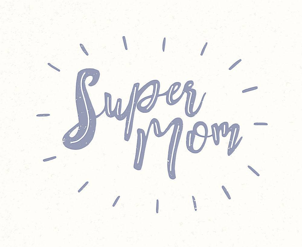 super mom母亲节艺术字